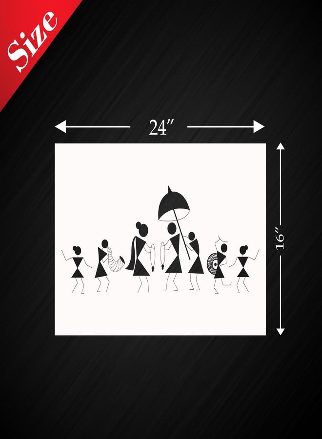 StenCart Wedding Warli Art Pack of 2 Stencil for Wall Painting Home DIY Reusable Wall Stencil Design for Wall Decoration (16-inch x 24 inch) - Combo of 2 - Image 2